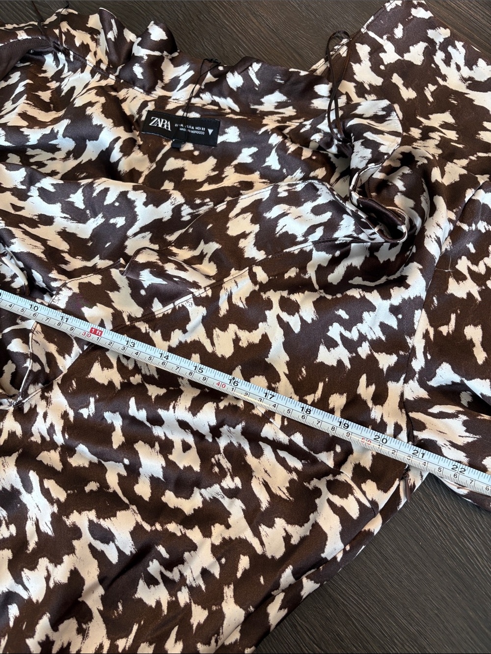 Zara bloggers fave Brown & White Printed Long flare Sleeve maxi Dress - Picture 10 of 10
